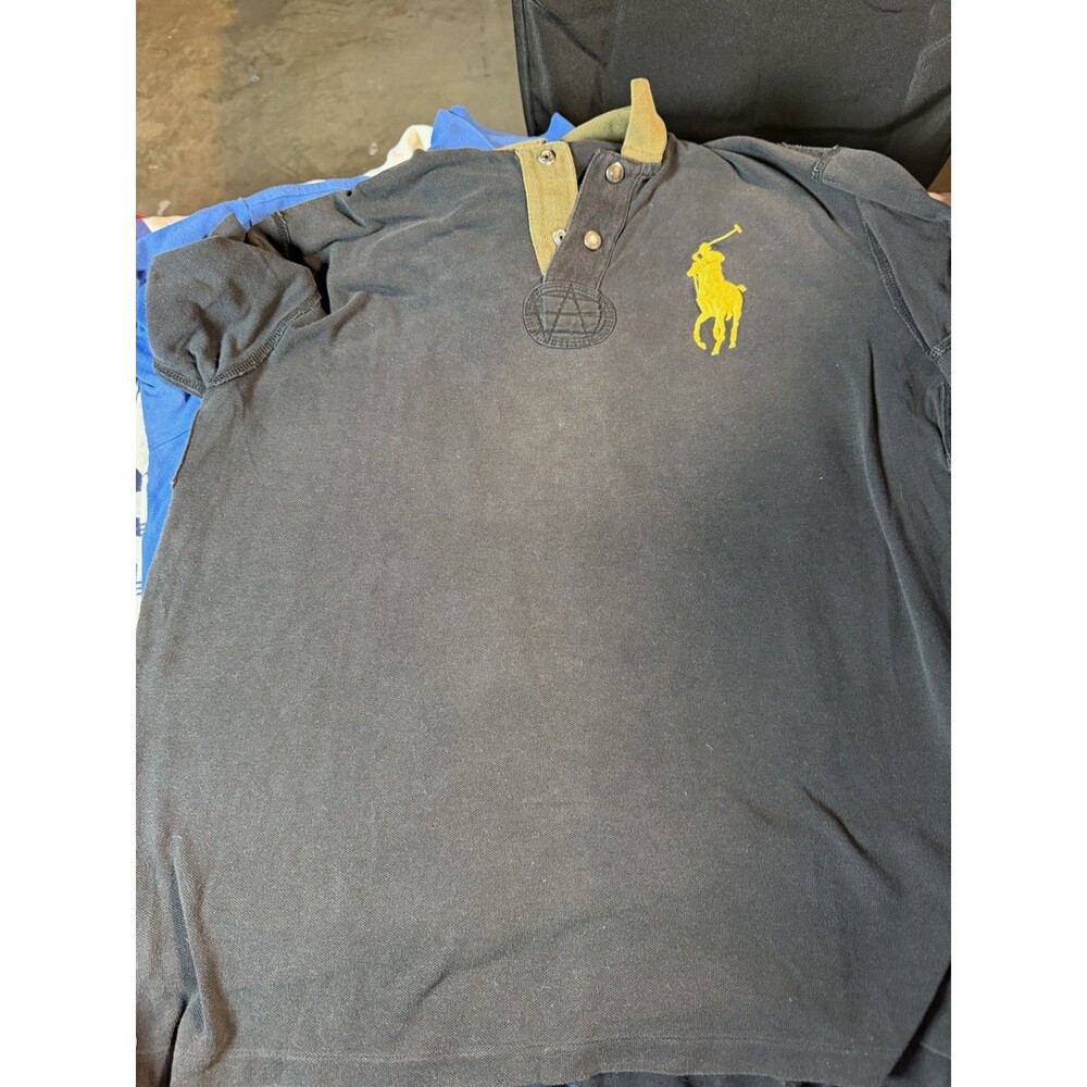 Polo Ralph Lauren Men's L Gray Solid Knit Polo Shirt SS Button Big Pony Logo